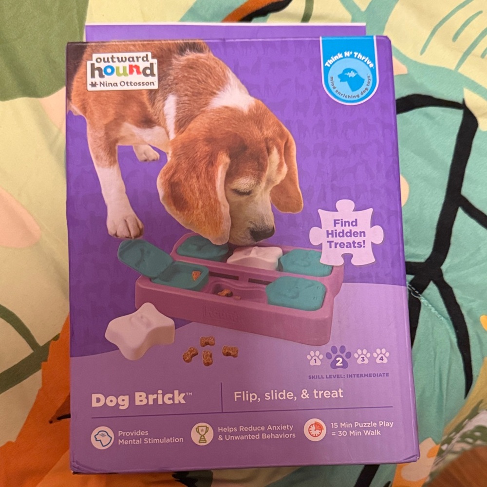 Outward Hound Purple and Teal Dog Brick Interactive Puzzle